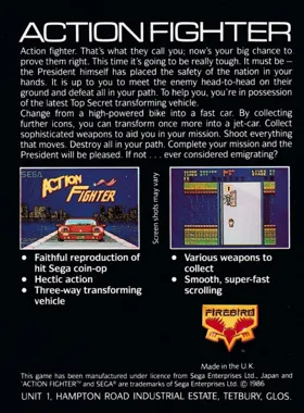 Action Fighter (UK) (1989) box cover back